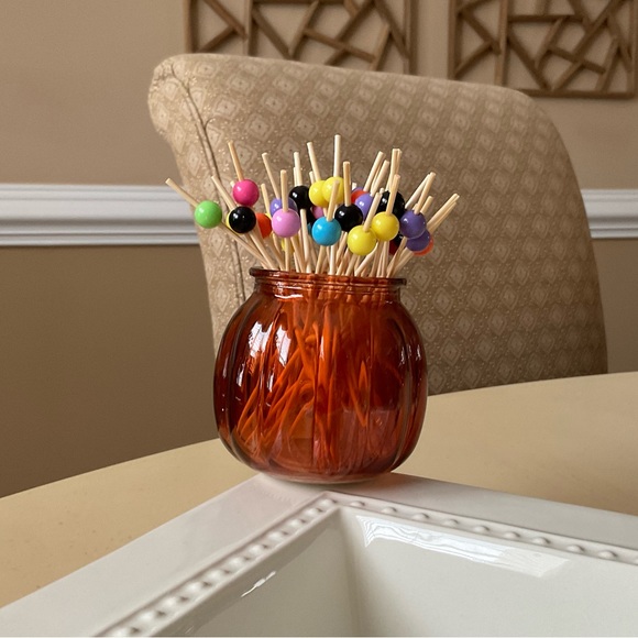 Autumn Orange Ribbed Glass Vase Platter Decoration - Picture 7 of 7